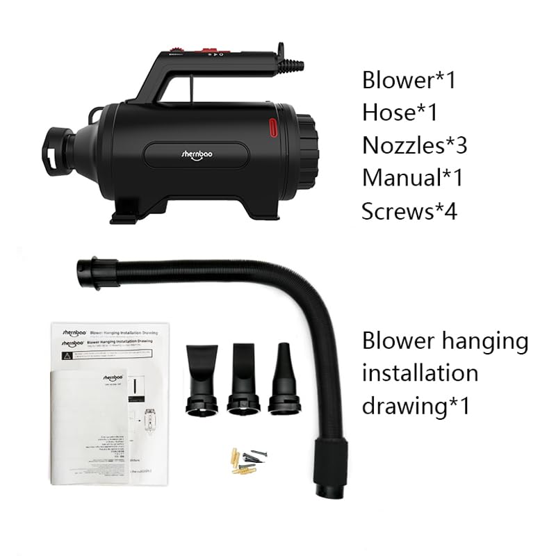 Dog Dryer High Velocity Professional Dog/Pet Grooming Force Hair Dryer/Blower (Smd-06P) (Black)