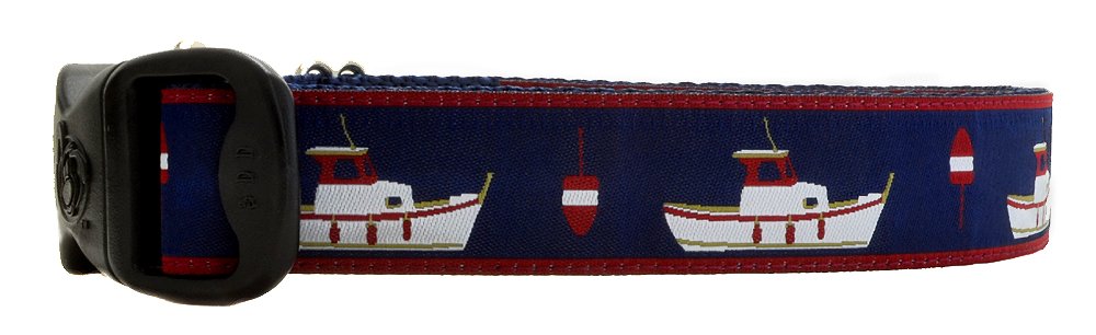 3 Dirty Dawgz Adjustable 1' Manly Nautical Preppy Maine Lobster Dog Collars For Medium Large And X-Large Dogs (Medium 14'- 22' Neck)