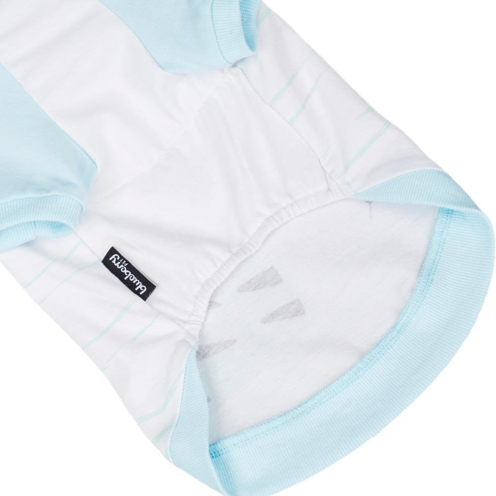 Blueberry Pet Henry The Zebra Cotton Dog T Shirt in Aquamarine, Back Length 12, Pack of 1 Clothes for Dogs