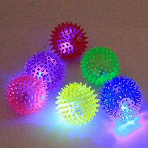 RvPaws LED Whistle Squeaky Squeaker Sound Ball Puppy Dog Cat Pet Chew Playing Rubber Ball Toy 4 Pieces (Set)