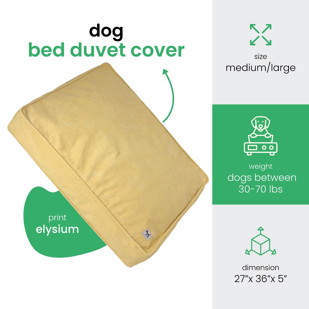 Molly Mutt Elysium Dog Bed Duvet Cover, Gots-Certified 100% Cotton Canvas Cover For Dog, Puppy, Or Cat Bed, Durable, Washable, A
