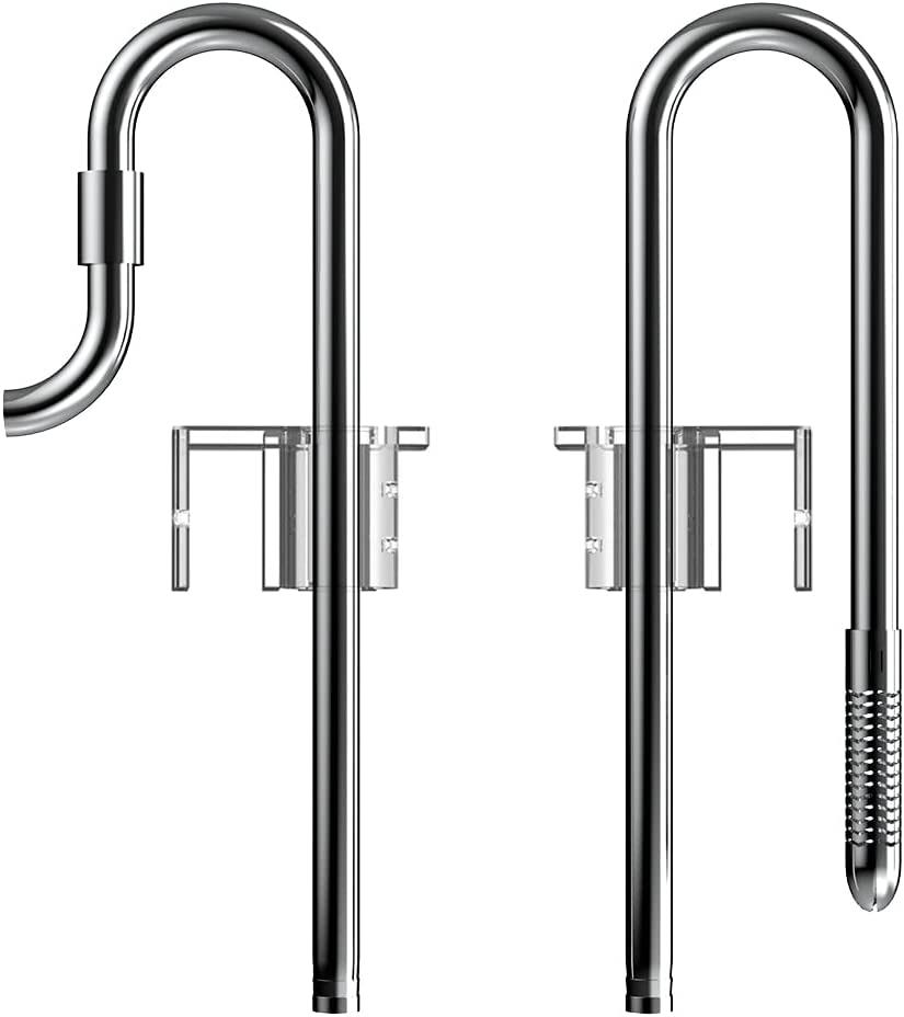 Fzone Mini 10 Inch Stainless Steel Filter Pipe Inflow And Outflow For Aquarium Plant Tank, Lily Pipes With Acrylic Pipe Fixer Fo