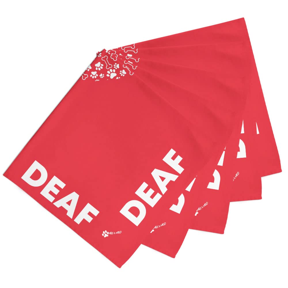 Max And Neo Dog Bandanas - We Donate 1 For 1 To Dog Rescues For Every Product Sold (5 Pack, Deaf)
