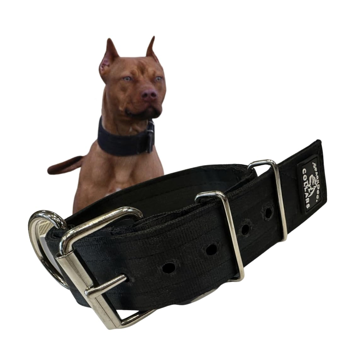 Sparkdog Collars Working Dog Collar - 2 Wide, 4Ply Polyester Seatbelt Webbing, Heavy Duty Stainless Steel Welded Hardware, Tac
