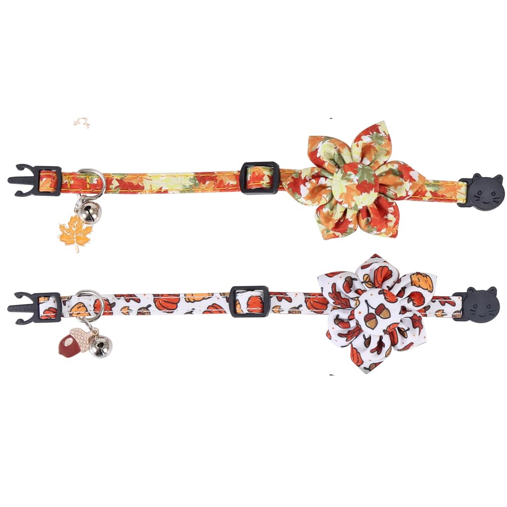 Thanksgiving Day Cat Collar Fall Breakaway With Sunflower And Bell Autumn Holiday For Kitty Adjustable Safety