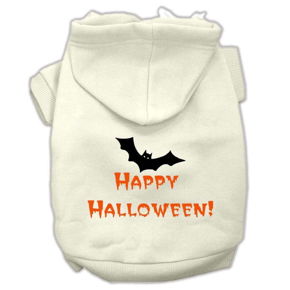 Halloween Pet, Dog & Cat Hoodie Screen Printed, 'Happy Halloween' Black Xl (14-20 Lbs.)
