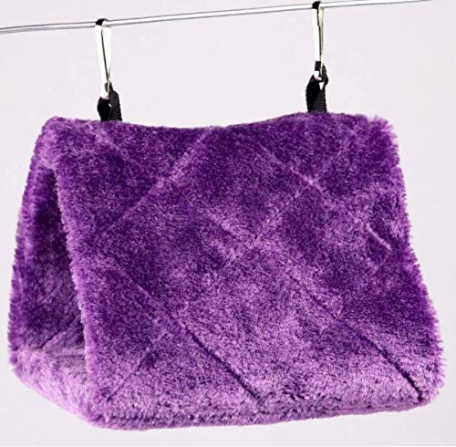 Magnoloran 2 Pack Warm Bird Nest House Bed Hanging Hammock Toy Sleeping Bed Plush Hanging Snuggle Cave Happy Hut For Pet Parrot Parakeet Cockatiel Conure Cockatoo African Grey Macaw(Purple)