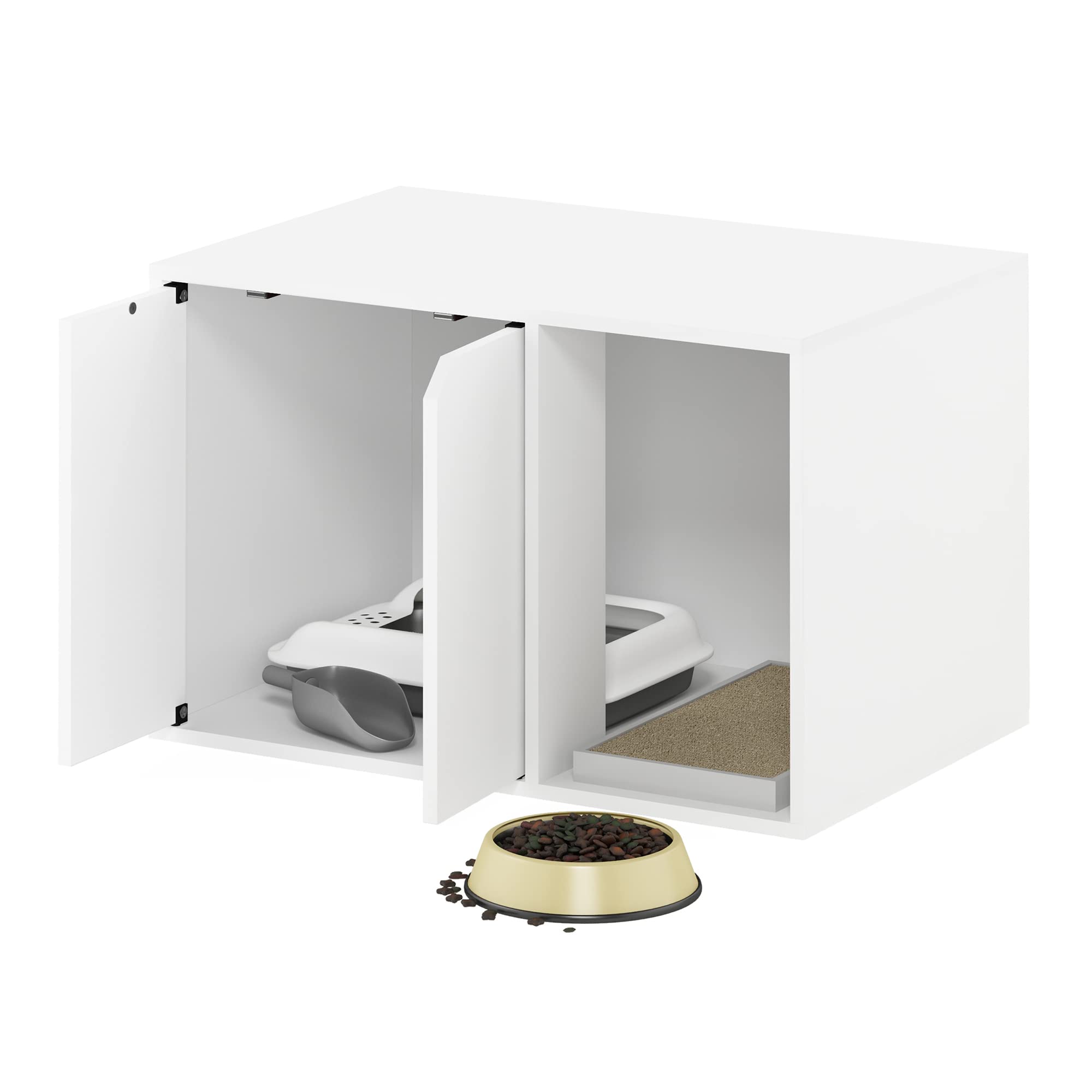 Furinno Peli Litter Box Enclosure, Small, Solid White