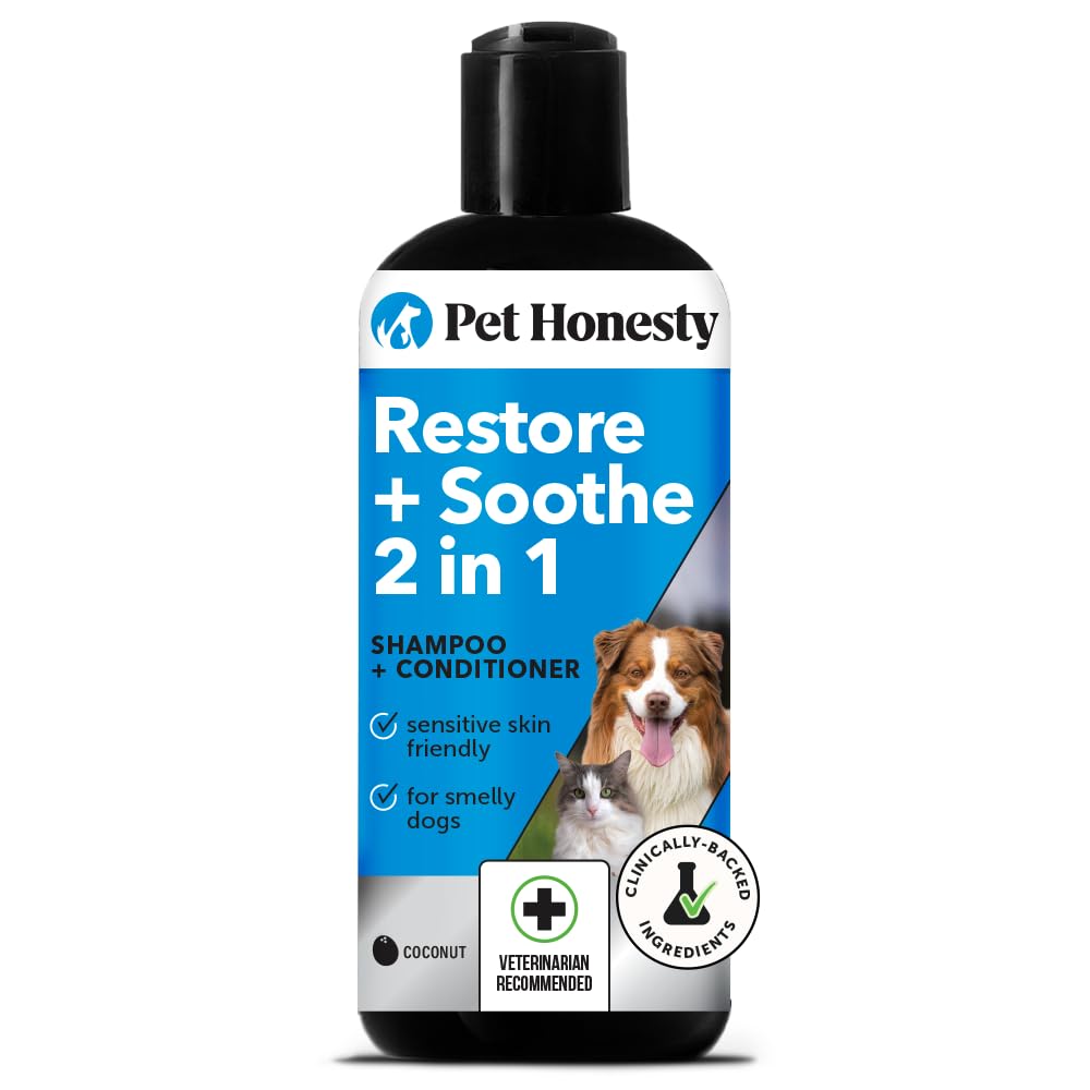 Restore + Soothe 2 In 1 Shampoo + Conditioner For Sensitive Skin For Dogs & Cats - Dog Skin And Coat Supplement - Soothes Itchin