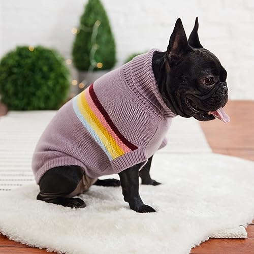 Gf Pet Retro Sweater Dog Pullover – Cozy Knitted Dog Sweater For Dogs | Soft Stretchy Design | Warm Ribbed Acrylic | Vintage Style | For Small, Medium, Large Dogs – Lavender, Xl