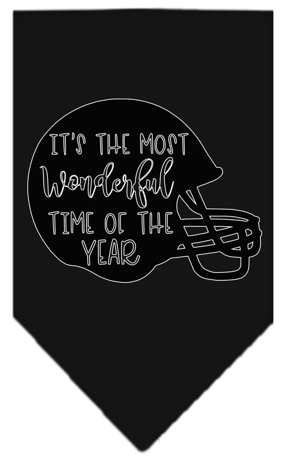 Pet and Dog Bandana Screen Printed, "It's The Most Wonderful Time Of The Year (Football)" Bright Pink Large