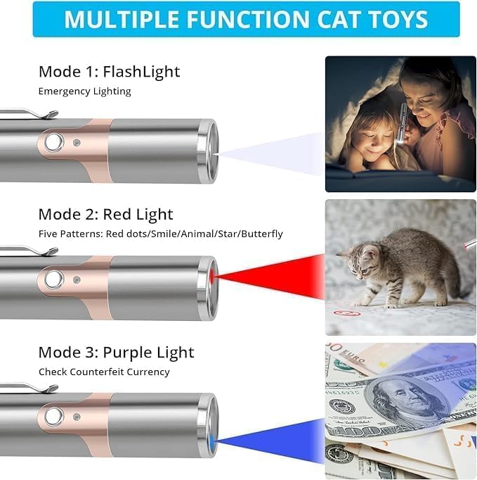Lzonunl Cat Toy, 2 Pieces Usb Rechargeable, Long Range 5 Modes, Interactive Kitten Cat Mouse Toy For Indoor Cat And Dog Chase Pl