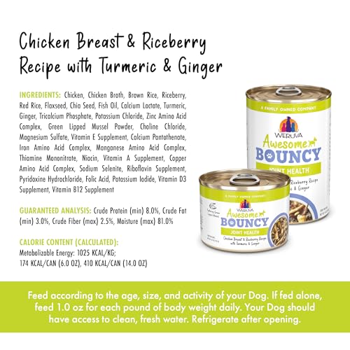 Weruva Wet Dog Food, Chicken & Brown Rice, 14oz Can, Pack of 10 - Grain-Free, High-Protein, Delicious Meal for Dogs