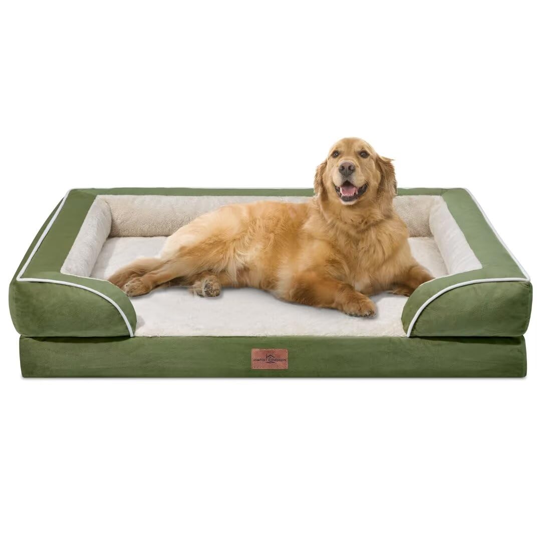 Comfort Expression Orthopedic Dog Beds Extra Large, Xl Dog Bed, Waterproof Dog Bed With Bolster, Washable Dog Bed Sofa With Removable Cover & Non-Slip Bottom(X-Large,Light Green)