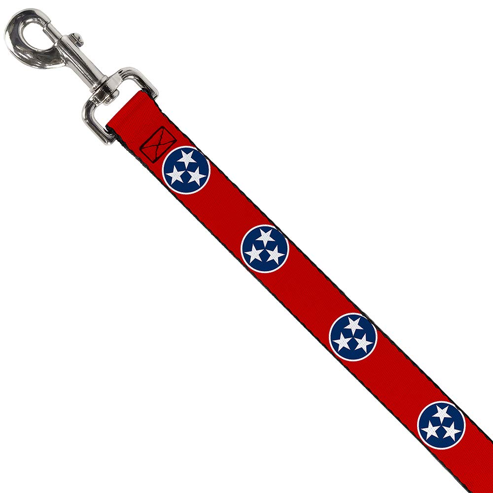 Buckle-Down Dog Leash Tennessee Flag Stars Red White Blue 6 Feet Long 0.5 Inch Wide