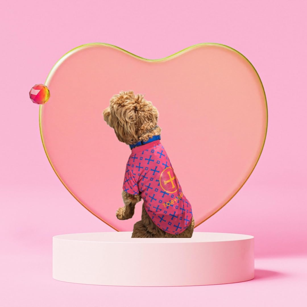 Dog T-Shirt Tee Clothes Vest Lightweight Stretchy Soft Cool Breathable Puppy (Pink Tory Bark, Large)