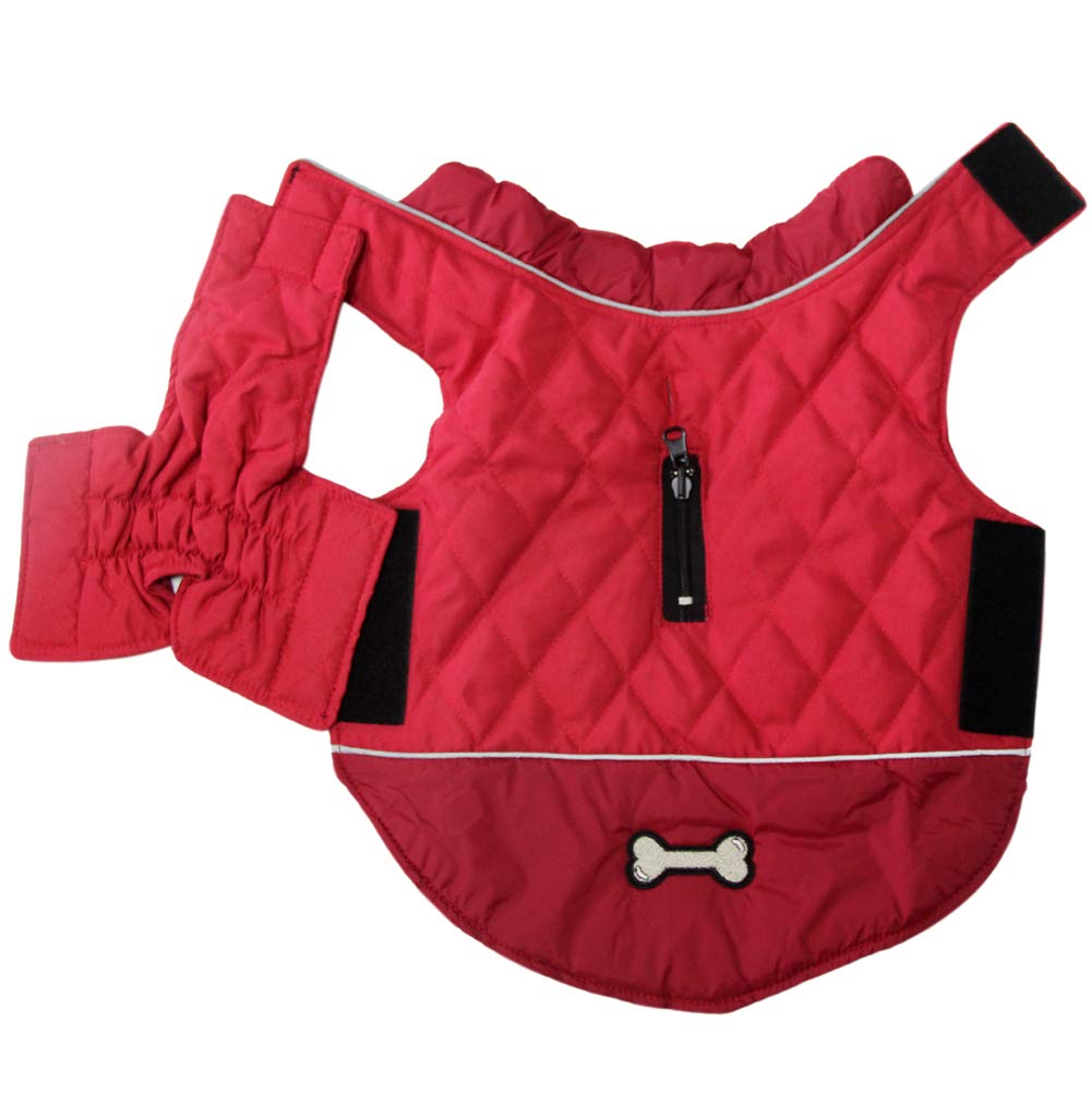 Vecomfy Reversible Dog Coats For Large Dogs Waterproof Warm Dog Jacket For Cold Winter,Red Xl
