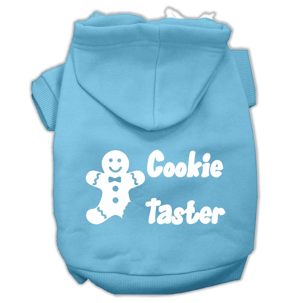 Christmas Pet Dog & Cat Hoodie Screen Printed, 'Cookie Taster' Baby Blue 2Xl (20-25 Lbs.)