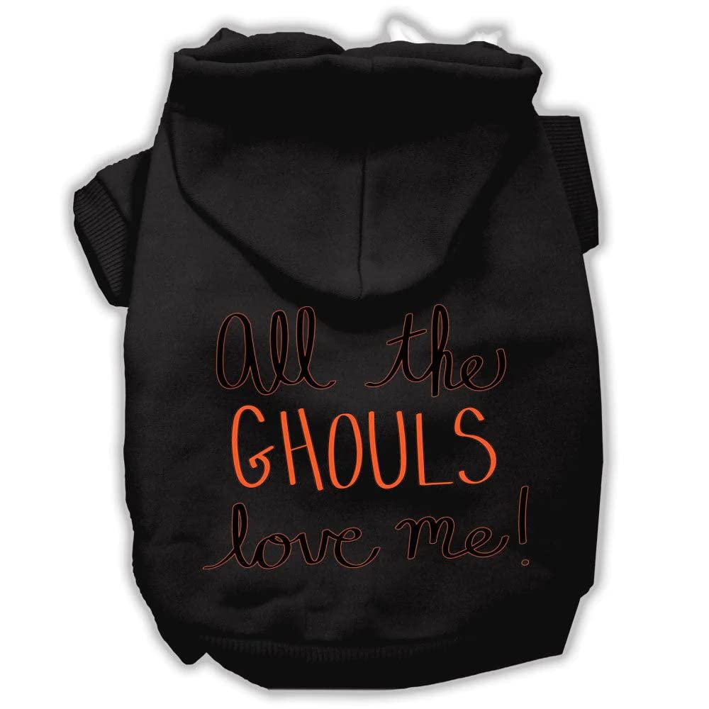 Halloween Pet, Dog & Cat Hoodie Screen Printed, 'All The Ghouls Love Me' Cream Xl (14-20 Lbs.)
