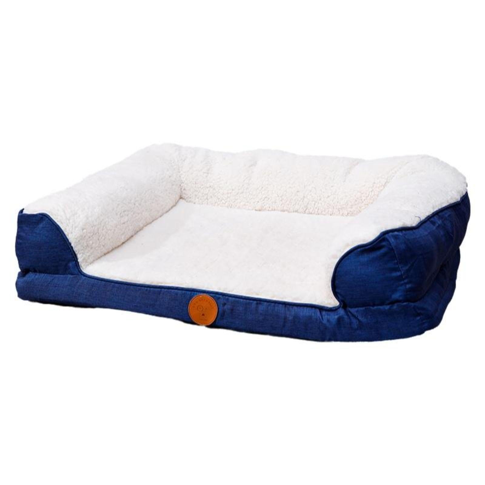 HEAVENGLOW Dog Bed cleanable Calming Pet Sofa AllSeason Comfort Removable Cover Navy Blue S