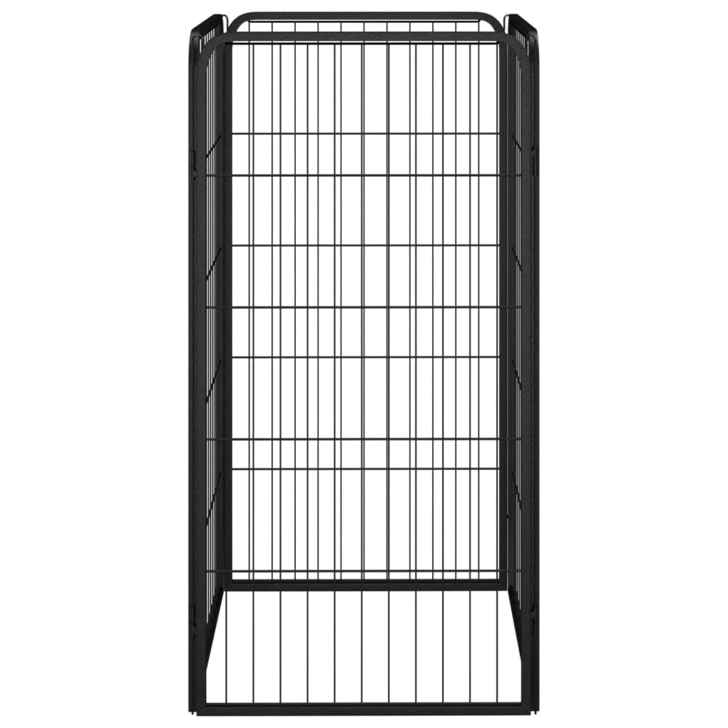 vidaXL Dog Playpen - Black Powder-Coated Steel Exercise Space - Easy Assembly and Firm-Secured Panels- Size: 19.7x39.4