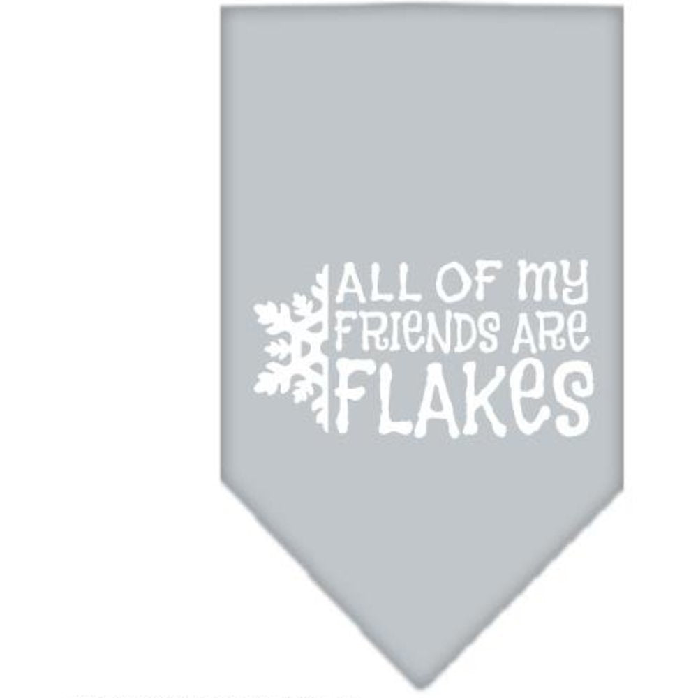 Mirage Pet Products All My Friends are Flakes Screen Print Bandana for Pets, Large, Grey