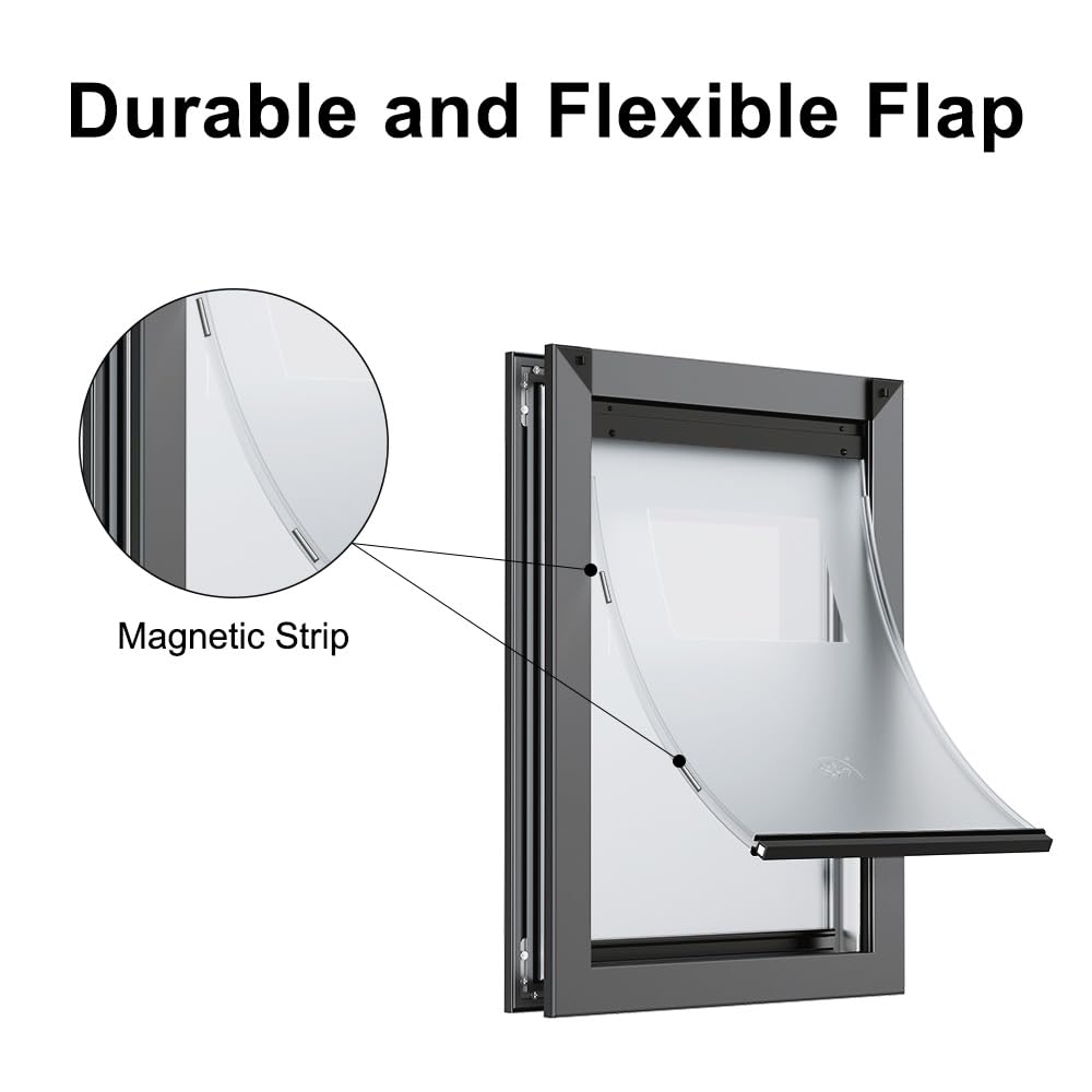 [Rescumascer] Weatherproof Large Dog Door For Interior And Exterior Door, Doggy Door With 2 Magnetic Flaps, 2 Sliding Lock Panel