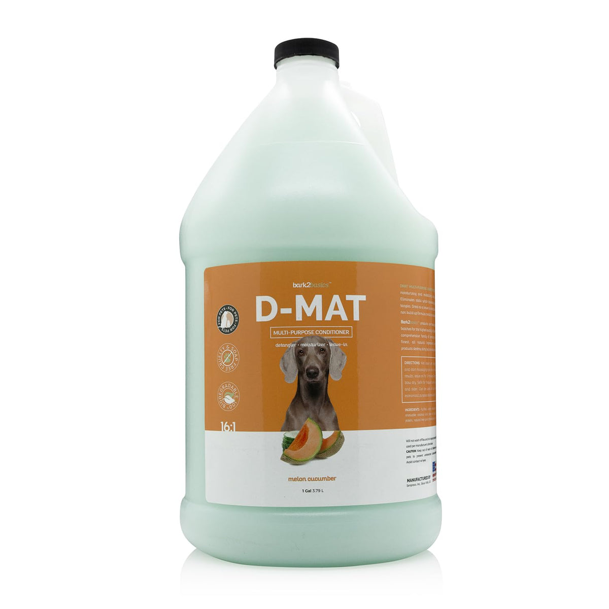 Bark 2 Basics D-Mat Dog Conditioner, 1 Gallon – All Natural, Multi-Purpose, Eliminates Static, No Additives, Dematting, Aids In Deshedding, Professional