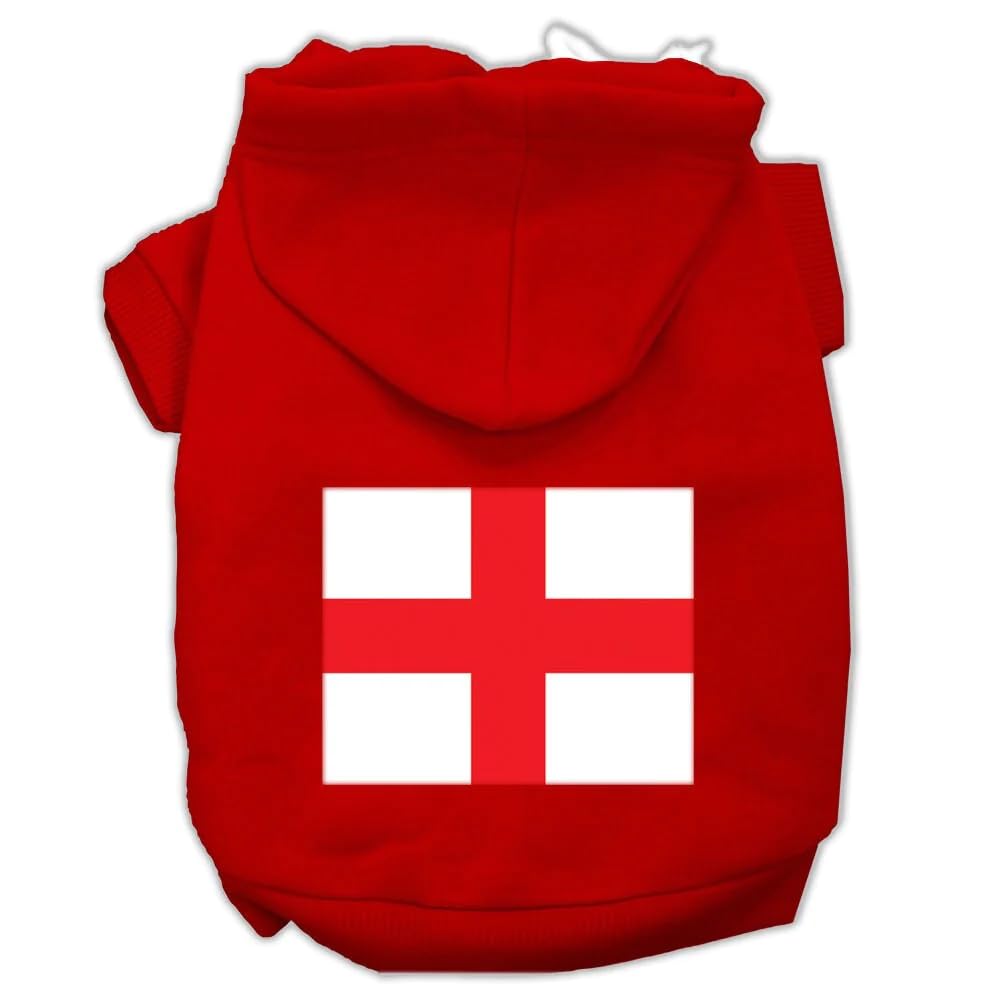 Pet Dog & Cat Hoodie Screen Printed, St. George's Cross Red XL (14-20 lbs.)