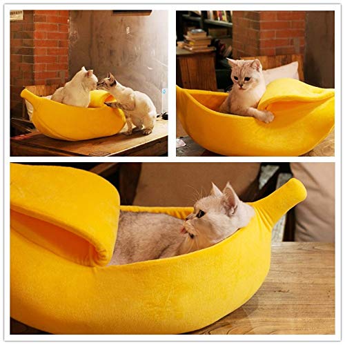 · Petgrow · Cute Banana Cat Bed House Extra Large Size, Christmas Soft Cat Cuddle Bed, Lovely Pet Supplies For Cats Kittens Rabbit Small Dogs, Yellow