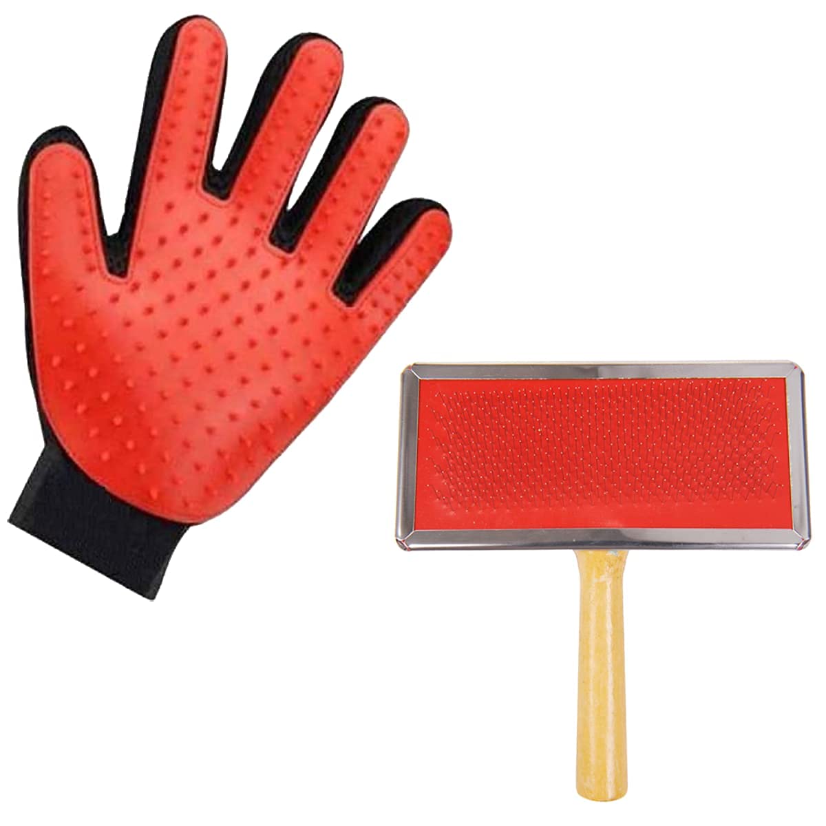 Rvpaws Pet Comb, Pet Grooming Slicker Brush Shedding Hair Remove Brush Wood Handle Dog Cat Puppy & Kittens Cleaning Supply Shot 