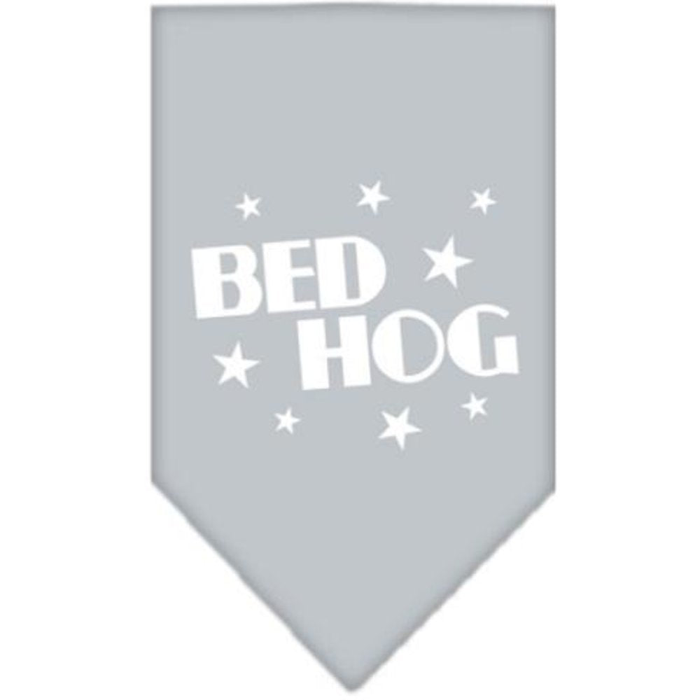 Pet and Dog Bandana Screen Printed, &quot;Bed Hog&quot; Gray Small