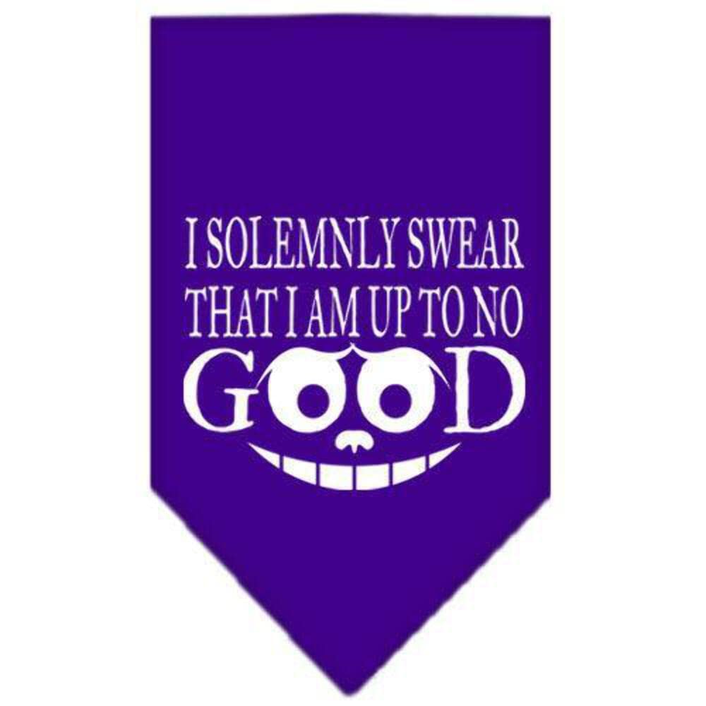 Pet and Dog Bandana Screen Printed, &quot;I Solemnly Swear That I Am Up To No Good&quot; Purple Small