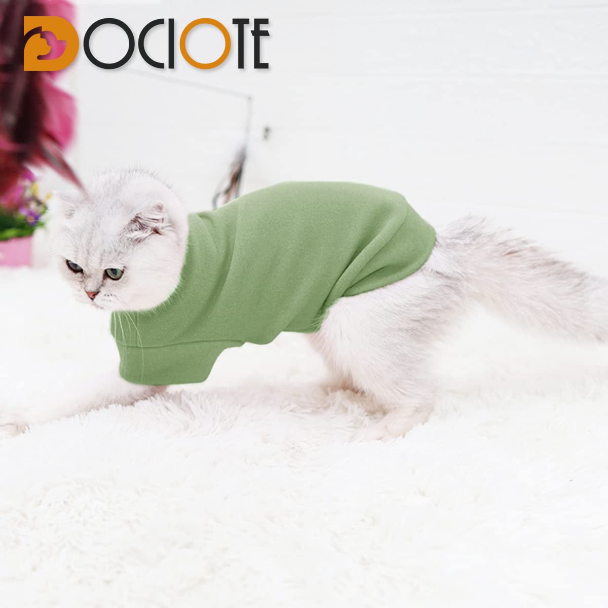 Small Dogs Fleece Dog Sweatshirt - Cold Weather Hoodies Spring Soft Vest Thickening Warm Cat Sweater Puppy Clothes Sweater Winter Sweatshirt Pet Pajamas For Small Dog Cat Puppy (Large, Green)