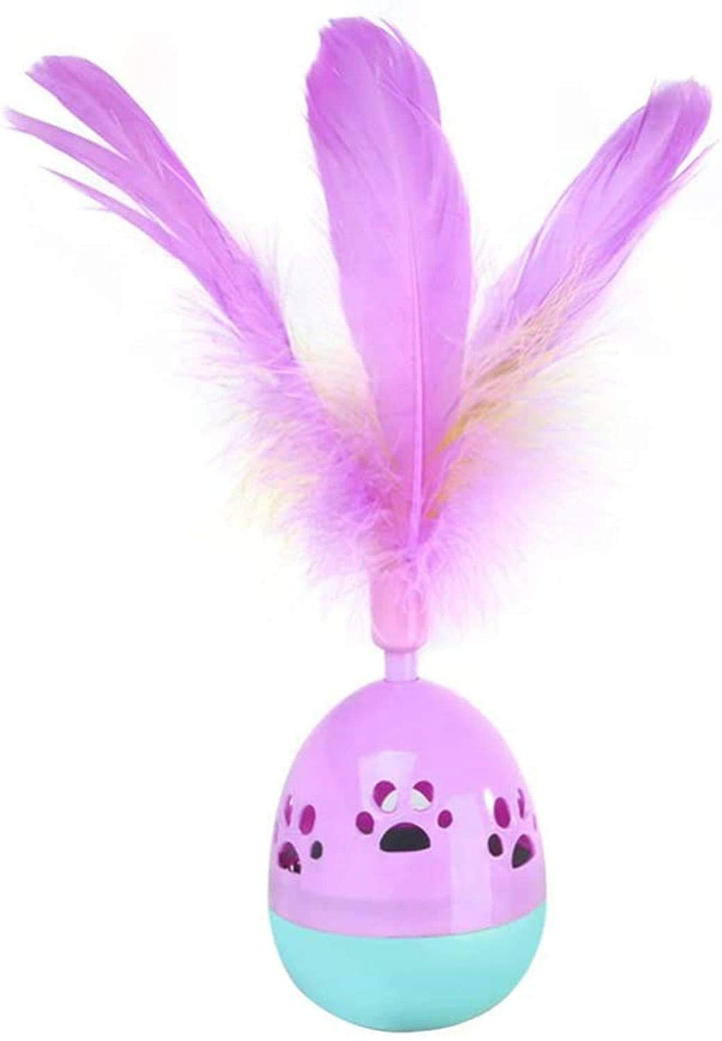 Dog Trust Cat Cat Toy Interactive Rolly Polly Tumbler With Feather Toy & Treat Dispensing Toy Kitten Toys (Color May Vary)