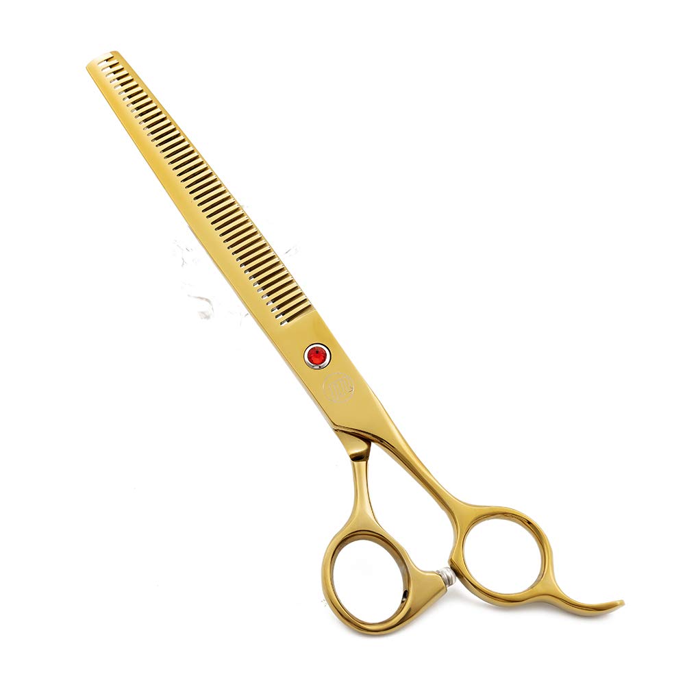 Moontay Professional 8.0' Dog Grooming Scissors Set, 4-Pieces Straight, Upward Curved, Downward Curved, Thinning/Blending Shears For Dog, Cat And Pets, Jp Stainless Steel, Gold
