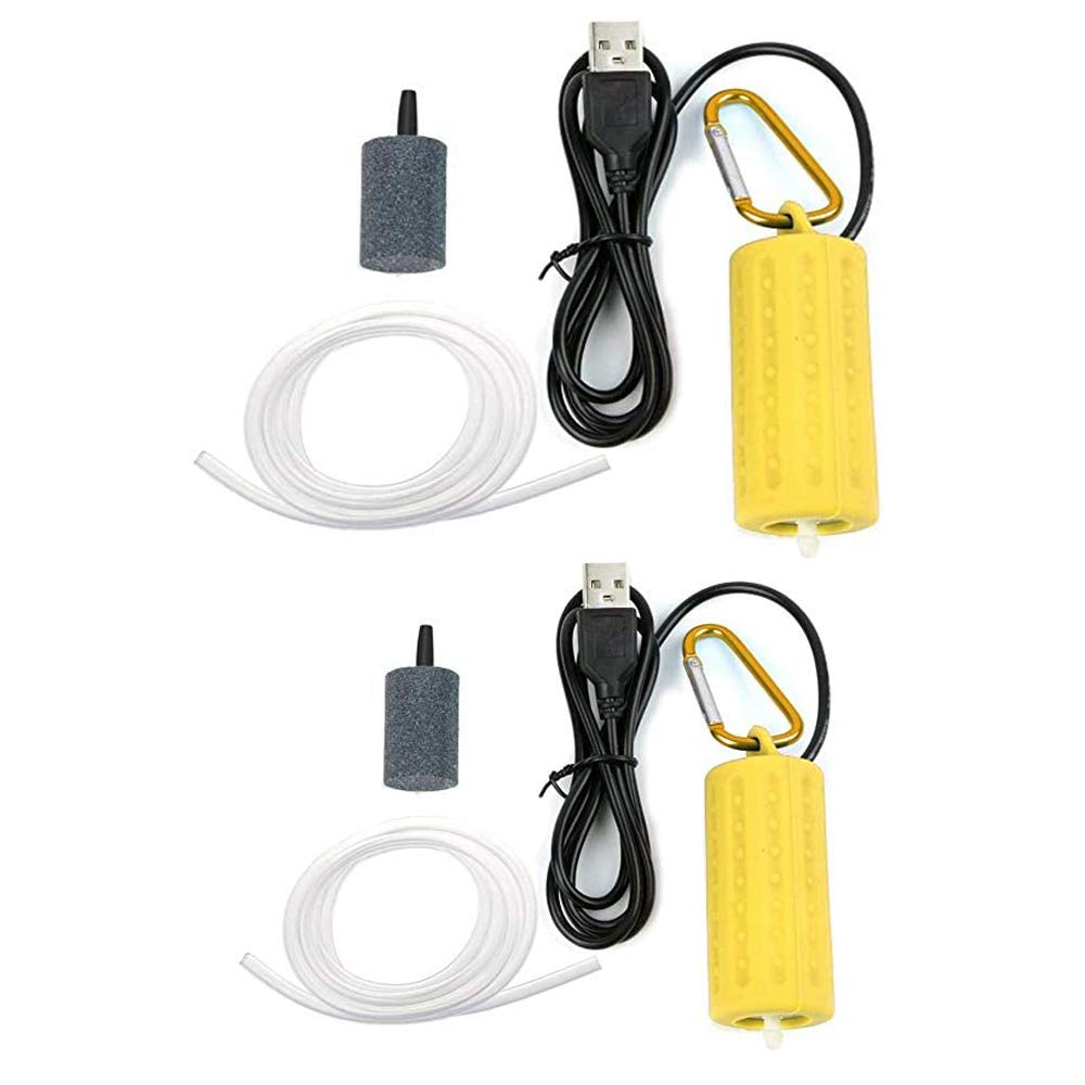 2Pcs Aquarium Usb Air Pump Portable Mini Usb Aquarium Fish Tank Oxygen Air Pump Mute Energy Saving Fish Tank Air Pumps Yellow