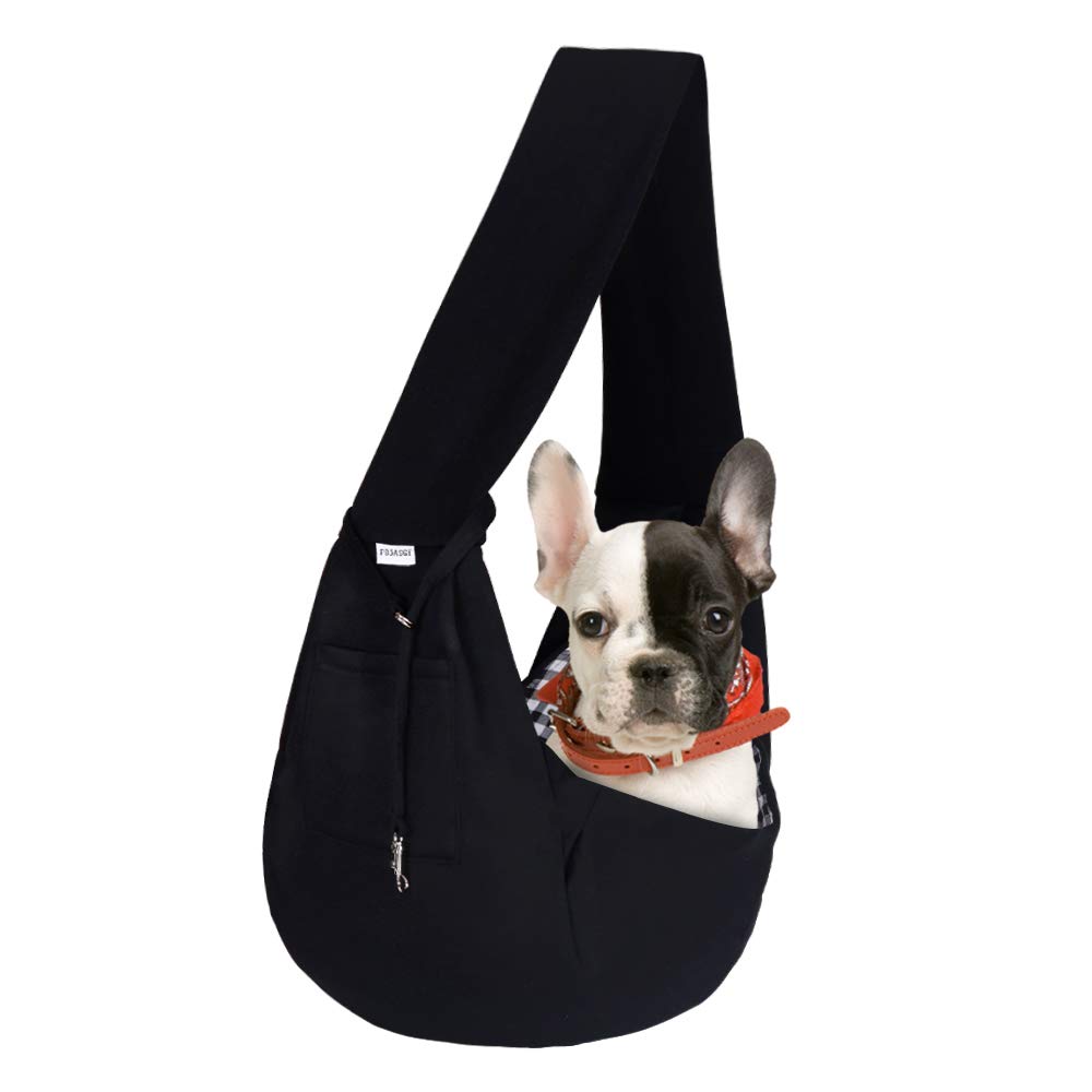 Fdjasgy Small Pet Sling Carrier-Hands Free Reversible Pet Papoose Bag Tote Bag With A Pocket Safety Belt Dog Cat For Outdoor Travel Black