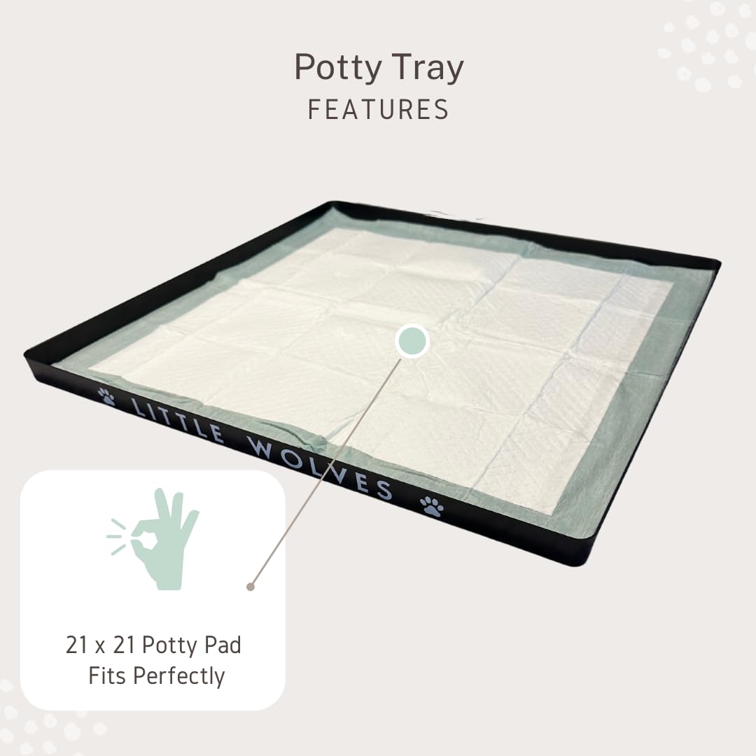 Little Wolves Puppy Potty Tray Essentials: 22X22 Reusable Heavy-Duty Tray W/Dog Pee Pads, Housebreaking Supplies, Pet Products &