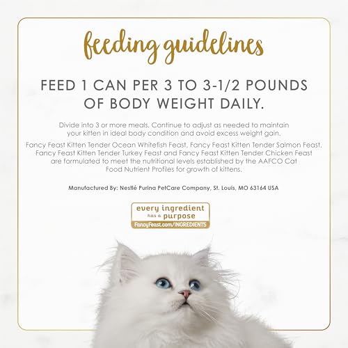 Purina Fancy Feast Tender Ocean Whitefish, Turkey, Chicken and Salmon Feasts Wet Kitten Food Variety Pack - (Pack of 24) 3 oz. B