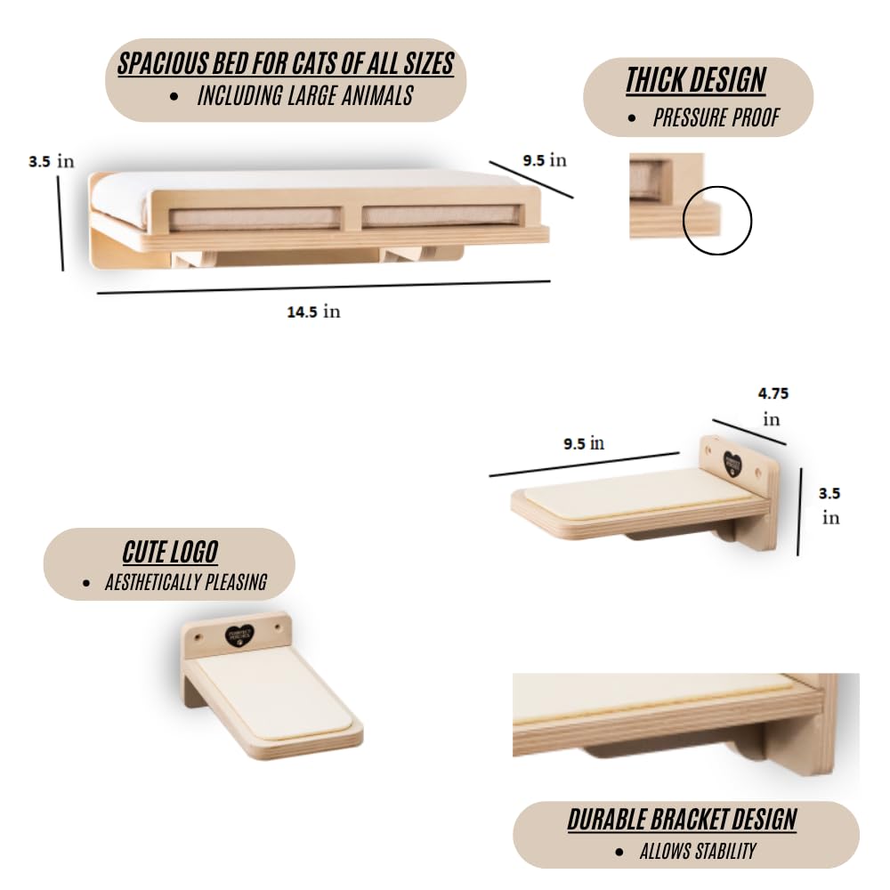 Cat Wall Shelves Purrfect Perches Cat Tree Simple Lightweight Sleek Comfortable Cushion With Fastener Shelves For Wall, Shelf Fu