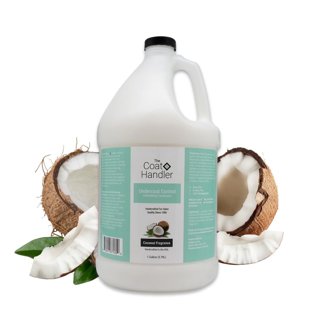 The Coat Handler Undercoat Control Deshedding Dog Conditioner Coconut Milk Fragrance, 1 Gallon - Combats And Reduces Shedding, U