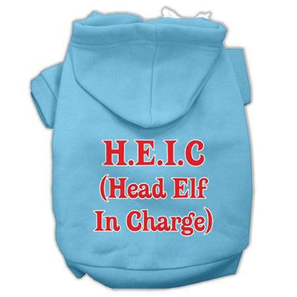 Christmas Pet Dog & Cat Hoodie Screen Printed, Head Elf in Charge Cream SM (3-6 lbs.)