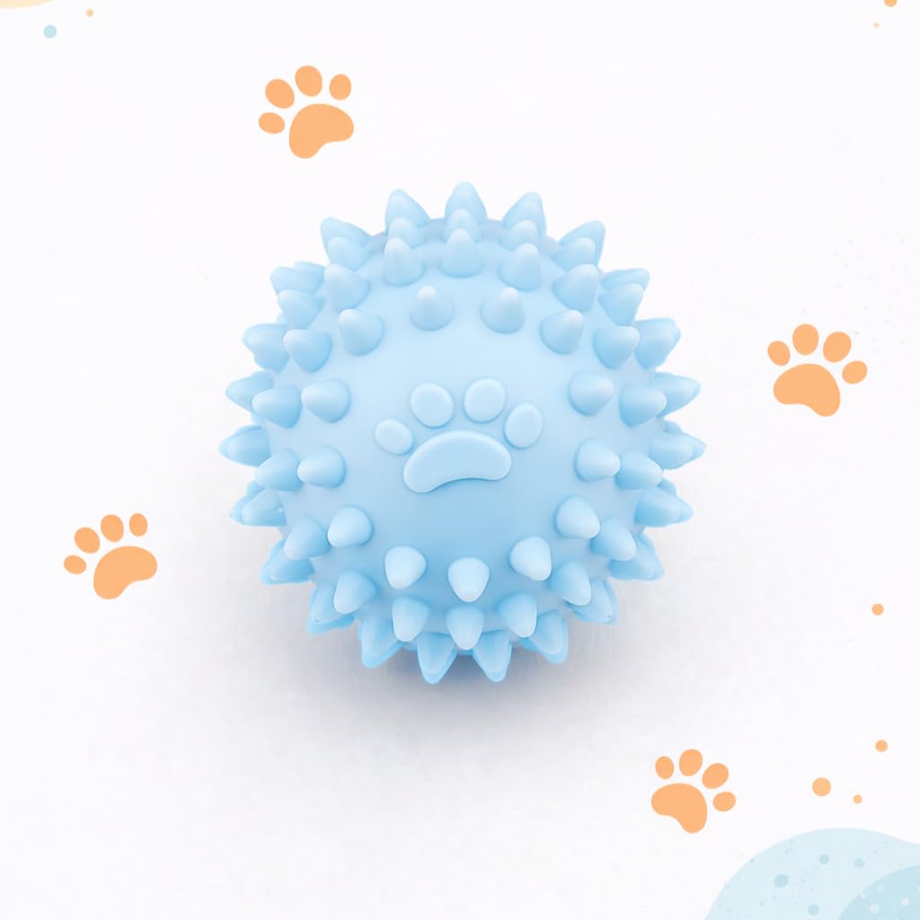 Dog Toy Ball, Dog Squishy Toy with Spikes, TPR Material, NonToxic, for Teeth Cleaning and Interactive Play, Small Breed (Ball)