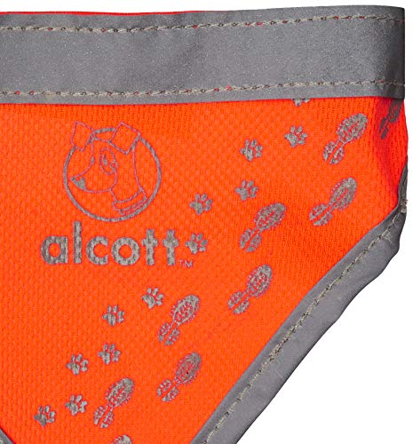 alcott Visibility Dog Bandana with Reflective Trim, Small, Neon Orange