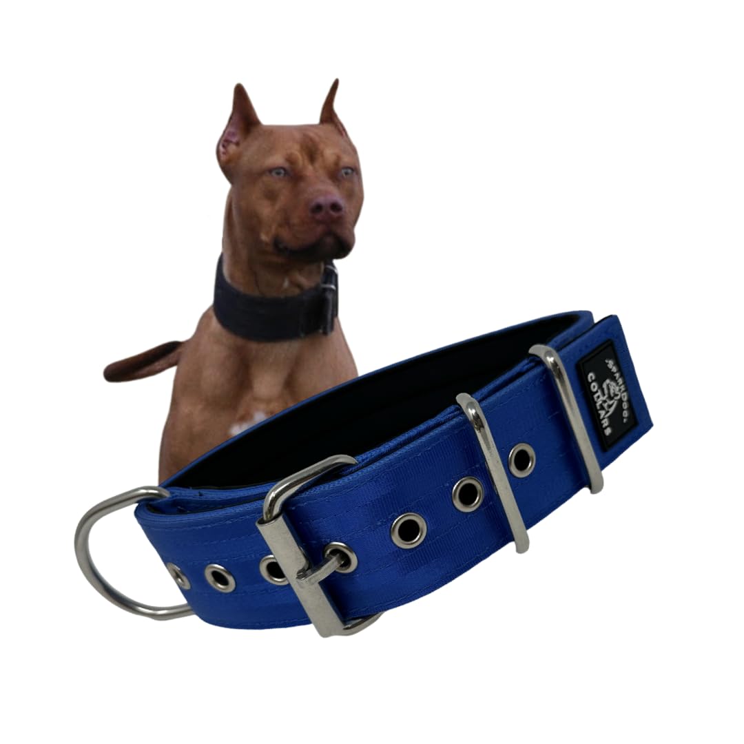 Sparkdog Collars Padded Working Dog Collar - 2 4Ply Padded Dog Collar Heavy Duty Stainless Steel Tactical Seatbelt Wide Buckle