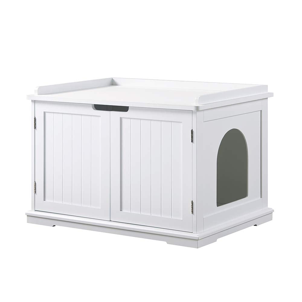 Unipaws Cat Litter Box Enclosure Furniture, Cat Washroom, Hidden Litter Box Cover, Cabinet For Large Cat, Dog Proof Cat Litter Boxes, Hideaway Litter Box, Cat House, White