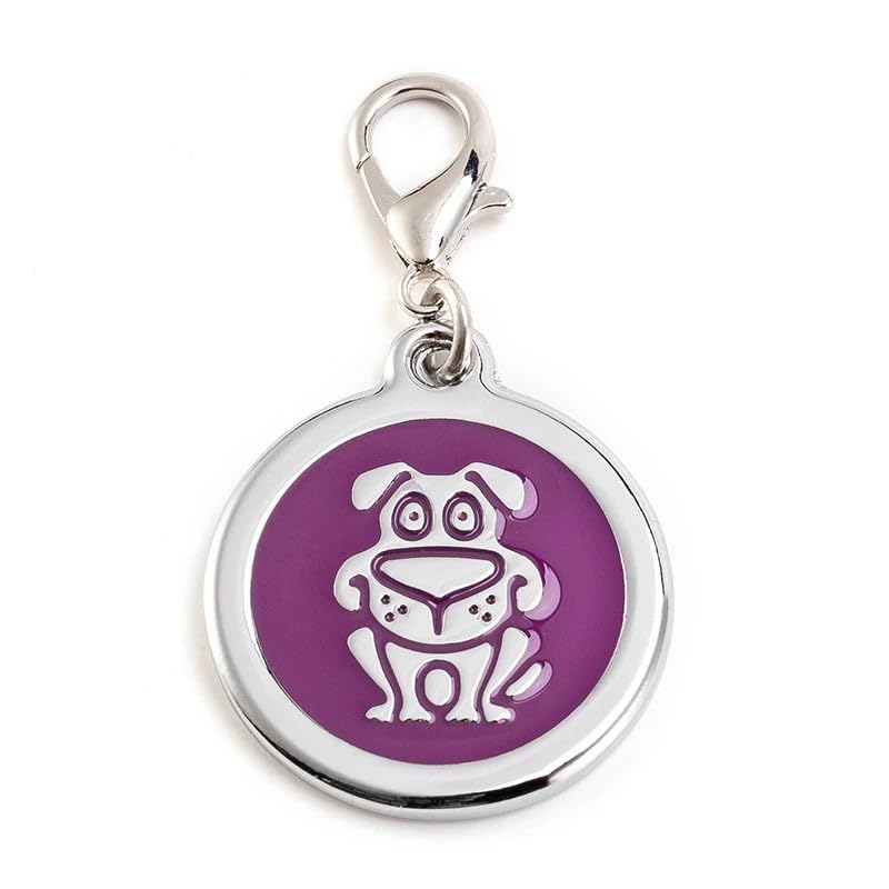 Personalized Funky Dog Design Pet Id Tag With Quick Clip - Laser Engraved Custom Name Tag For Puppies And Dogs (Round-Small: Pur
