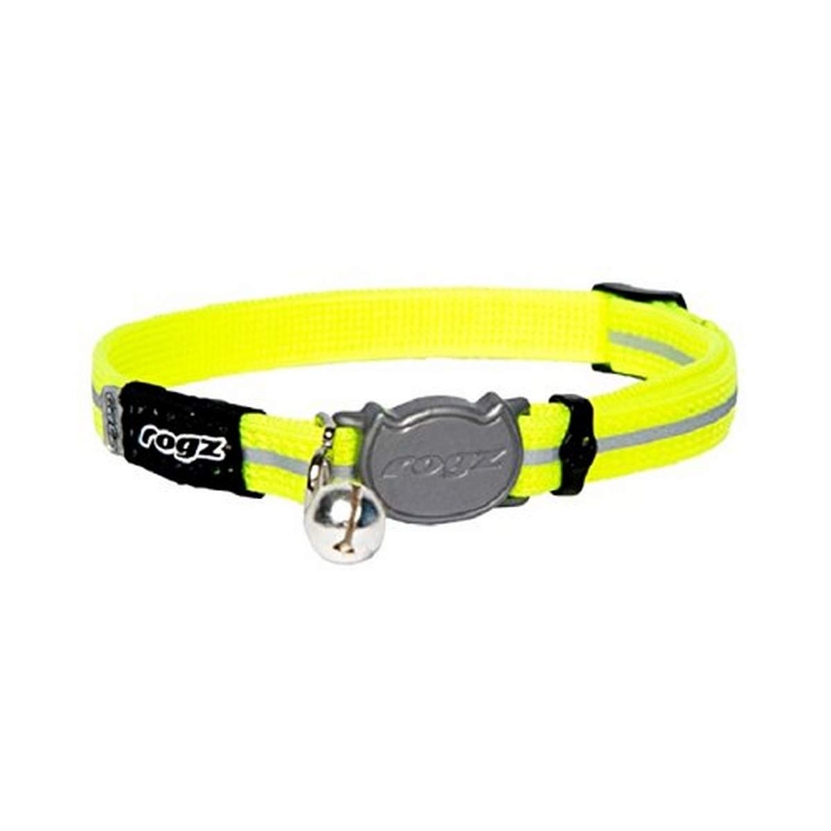 Rogz Reflective Nylon Cat Collar With Breakaway Clip And Removable Bell, Fully Adjustable To Fit Most Breeds, Yellow