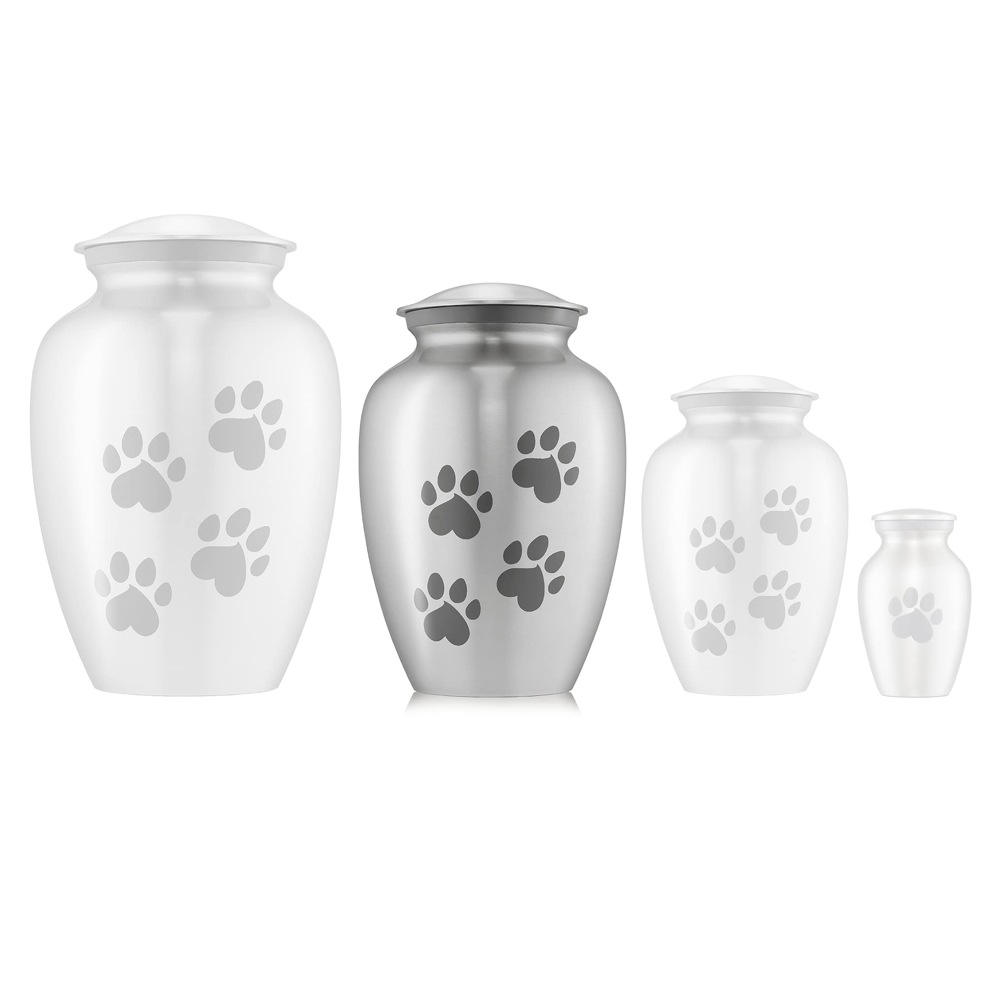 Reminded Pet Cremation Urns for Dog and Cat Ashes, Memorial Paw Print Urn - Medium Up to 70 Pounds Silver